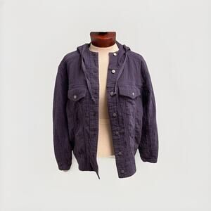 Chicos Navy Butto Front Jacket Size 2 Large 12 14 Nautical Classic Sailor Casual